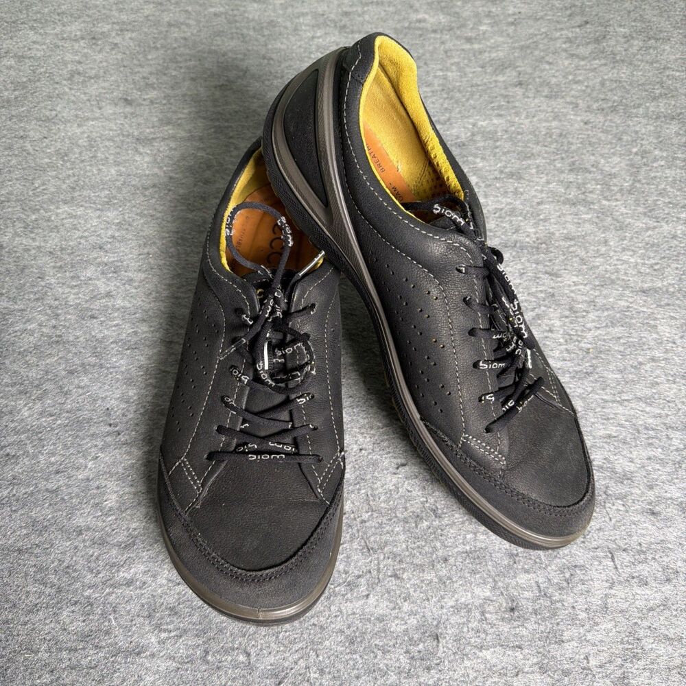 Ecco Biom Grip Black Leather Lace Up Shoes Men's Size EU 44/ US 10-10.5